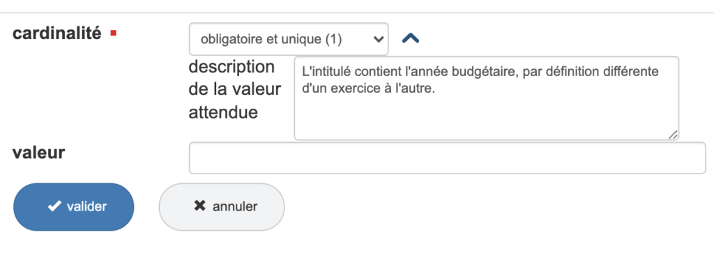 Documentation d'une métadonnée, étape 2