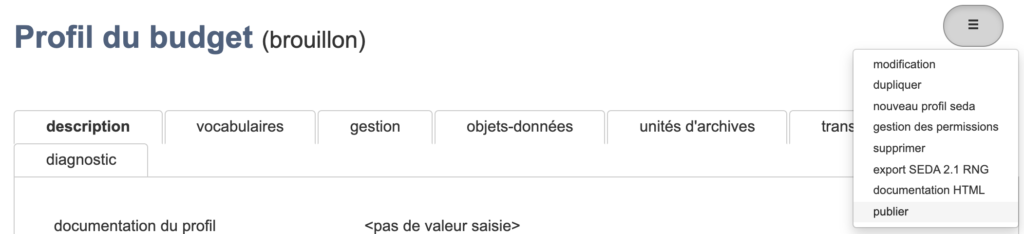 Publication d'un profil